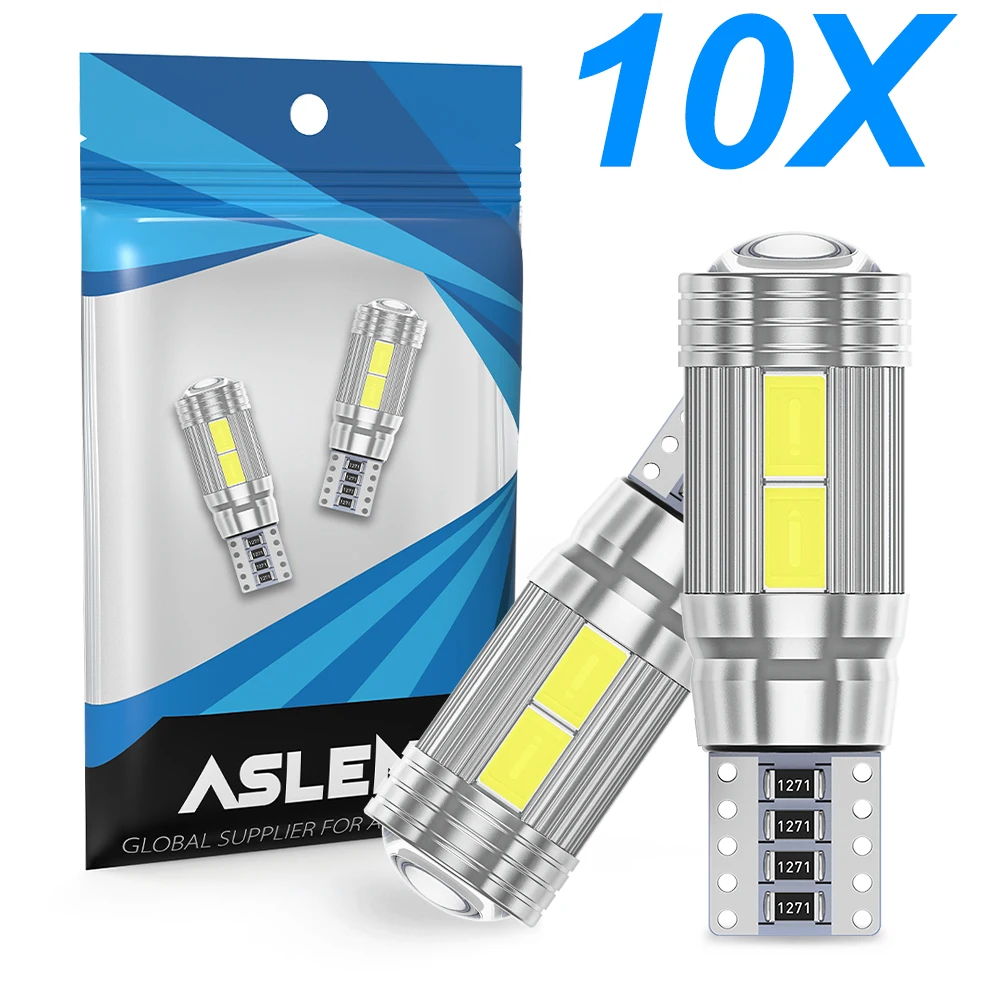 

10PCS T10 W5W 194 LED Bulb For Car LED Signal Light Canbus Free Error 5630 SMD Chips 6500K 12V White Auto Wedge Side Trunk Lamps