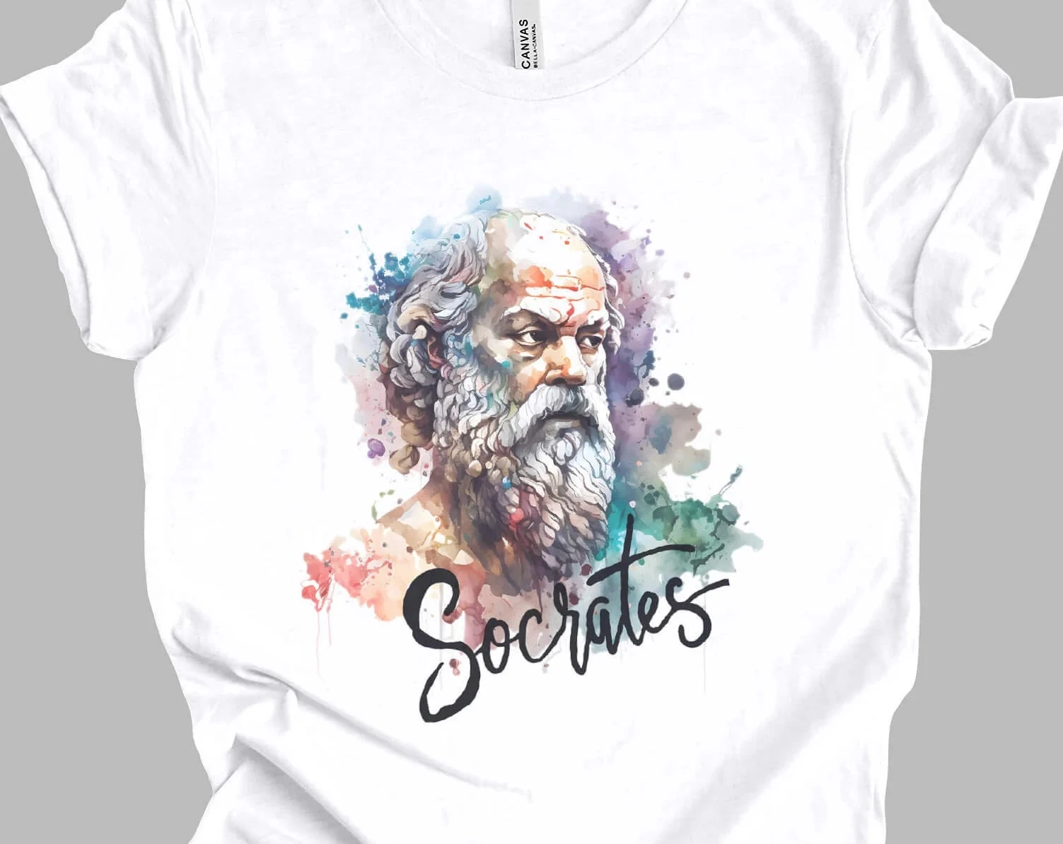 Socrates Watercolor T-Shirt Philosophy History Unisex Gift TShirt Shirt Mindspring Retreat Short-sleeved Men's T-shirt