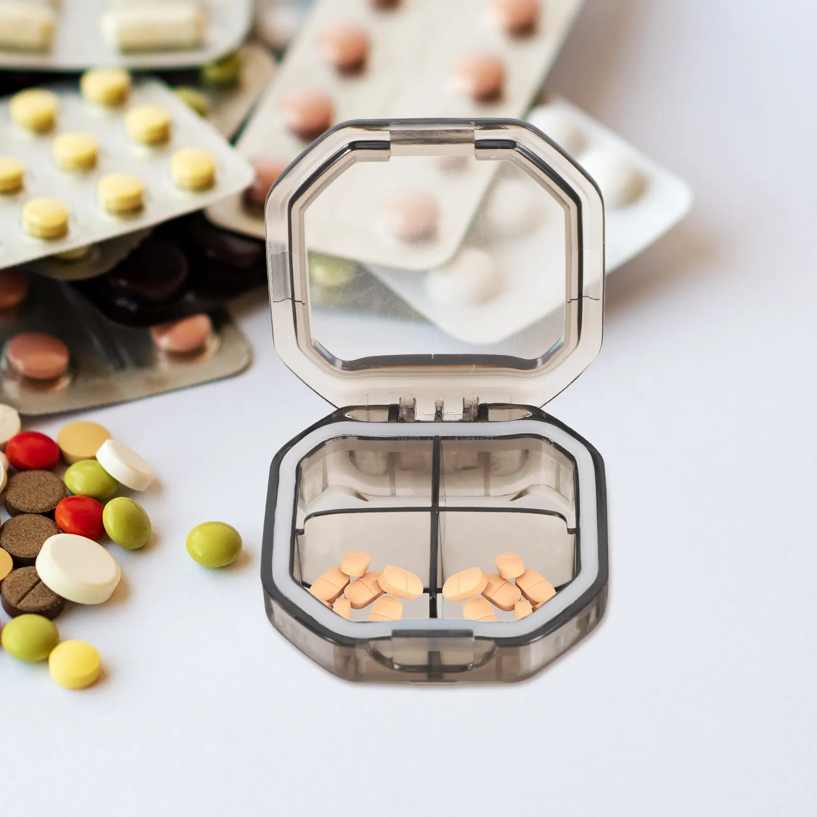 Medicine Reminder Medication Pill Bottle Timer Organizer Day and Night Daily Dispenser