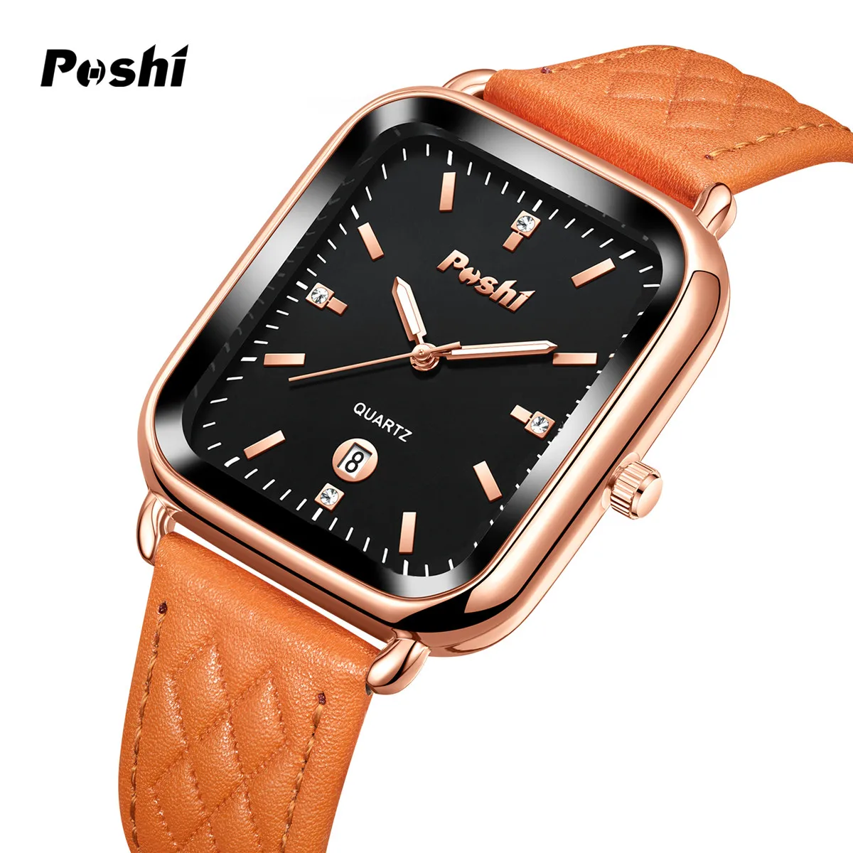 POSHI Fashion Quartz Watch for Women Luxury Soft Leather Strap Women\'s Wristwatch Calendar Simple Dial Original Clock