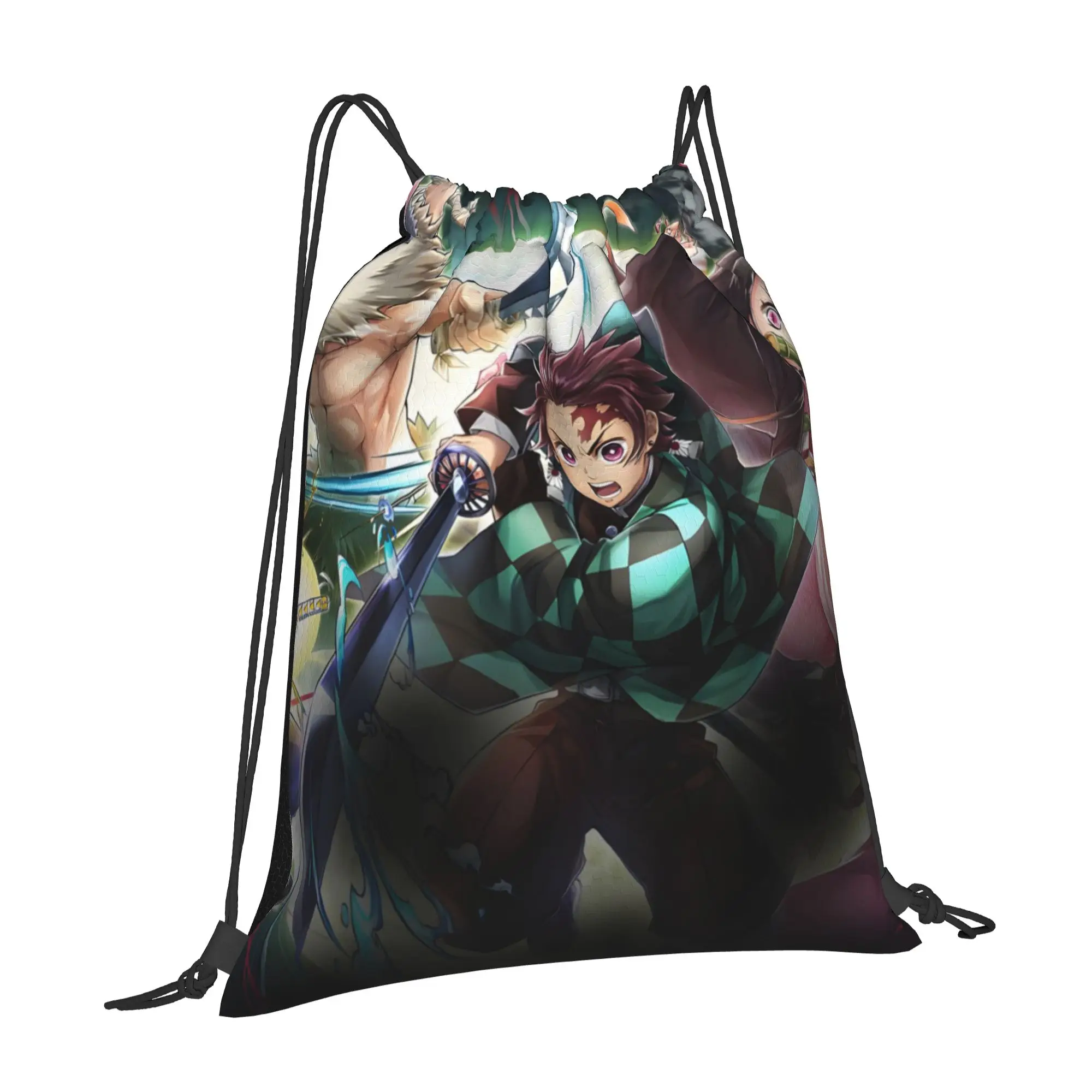 1 pc Demon Slayer Kimetsu no Yaiba  Drawstring Bags Sports Storage Backpack School Shoe Bag