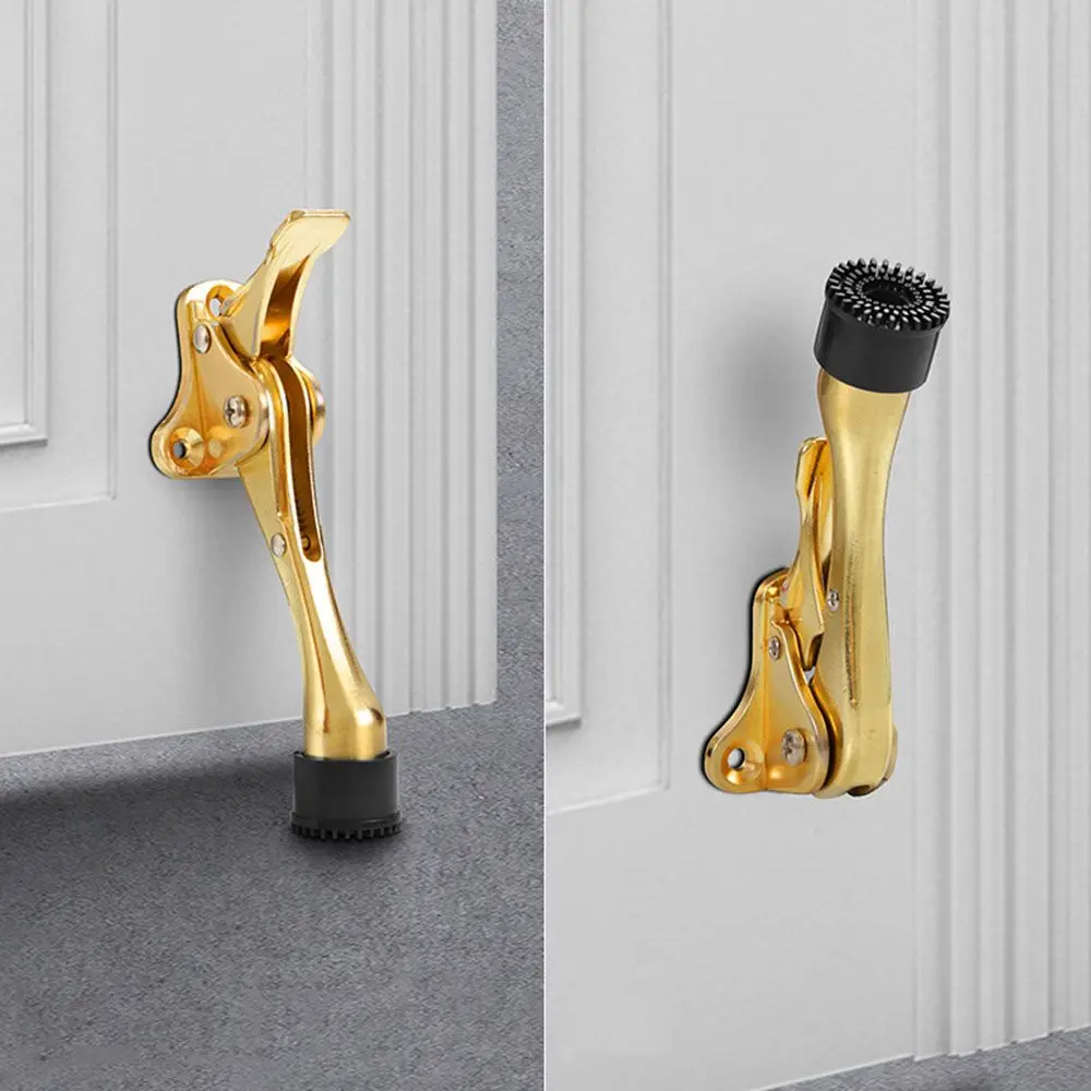 Zinc Alloy Kick Down Door Stopper Screw Install Heavy Duty Floor Holder  Anti Collision Wall Protector Door Hardware