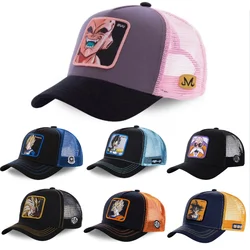 Dragon Ball Z Baseball Hat Goku Super Saiyan Cartoon Mesh Sunhat dla mężczyzn i kobiet Anime Hats Fashion Patch Trucker Cap