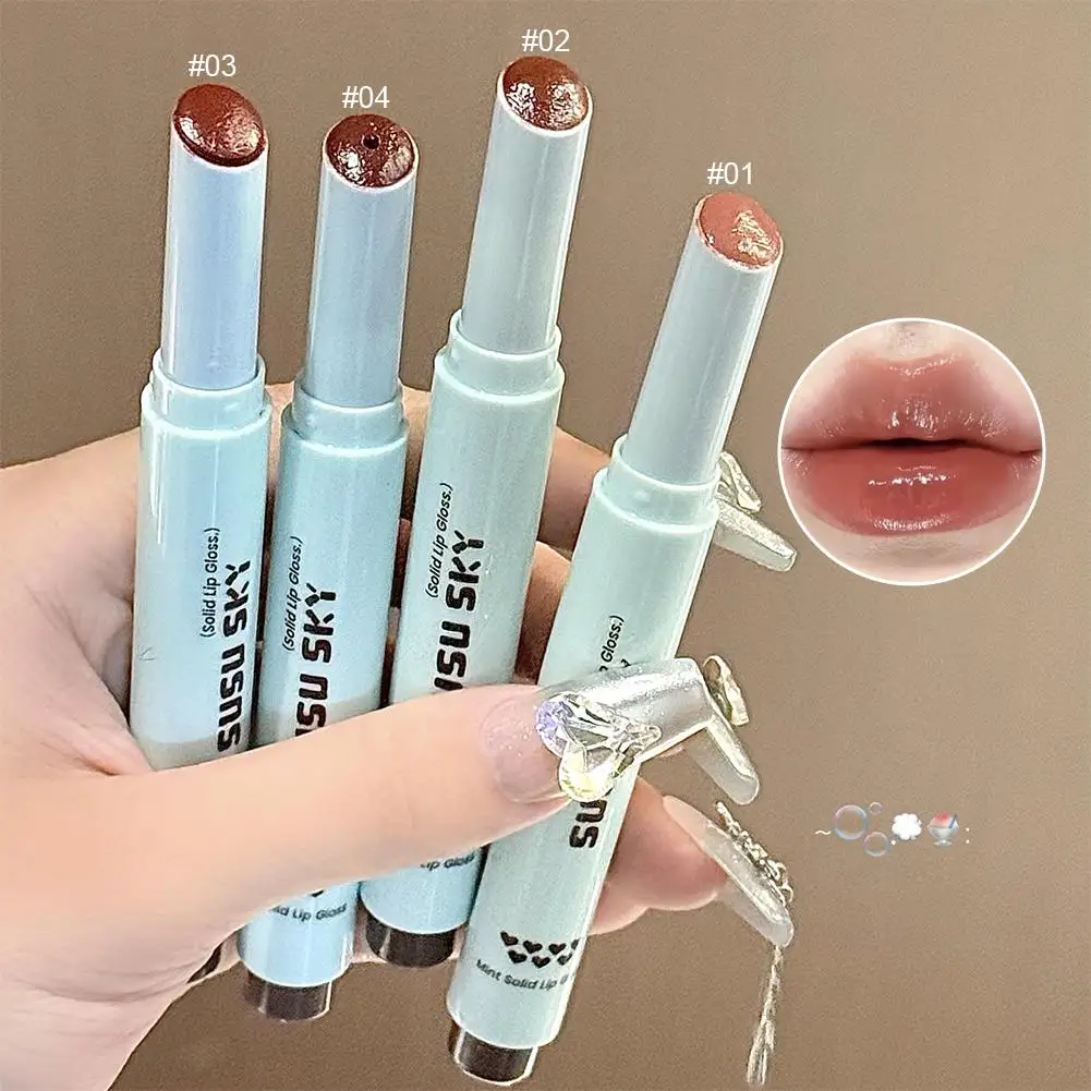 Brillo de bálsamo labial teñido, brillo de labios sólido con acabado de alto brillo, aspecto natural para maquillaje diario, lindo estilo coreano