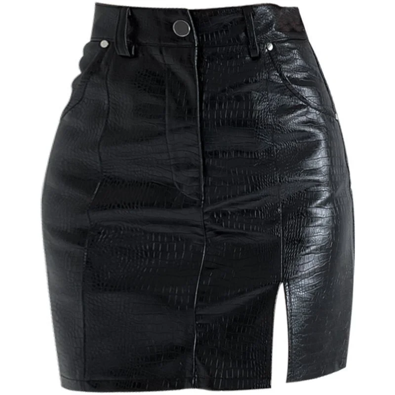 

Leather Split Skirt 2023 Women's High Waist Short Skirt Skirt Girl Ropa Mujer Mini Skirts Clothes for Women