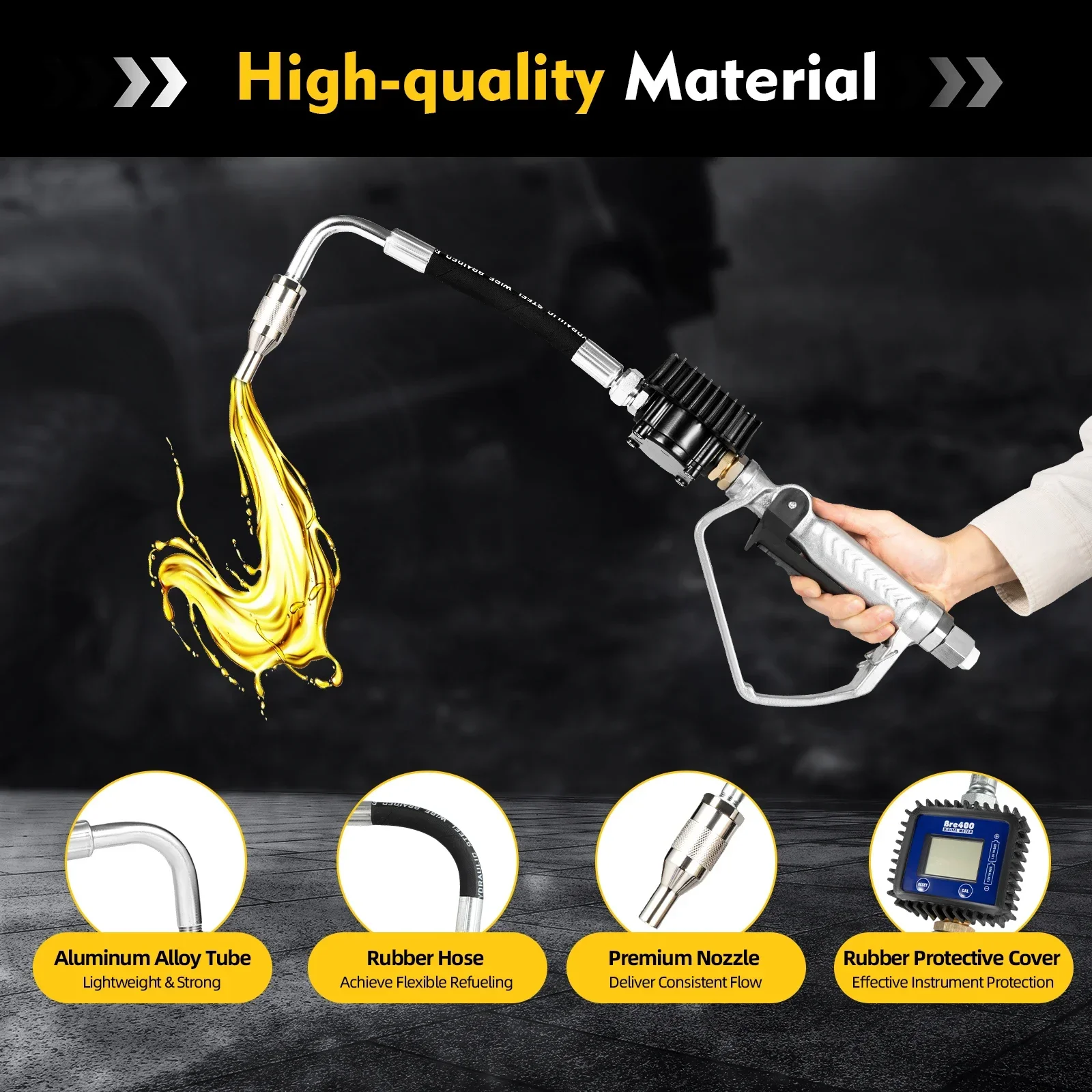

Digital Oil Gun With Flow Meter Quantitative Oil Dispensing Gun Air Operated Oil Transfer Pump with LCD display Control Valve