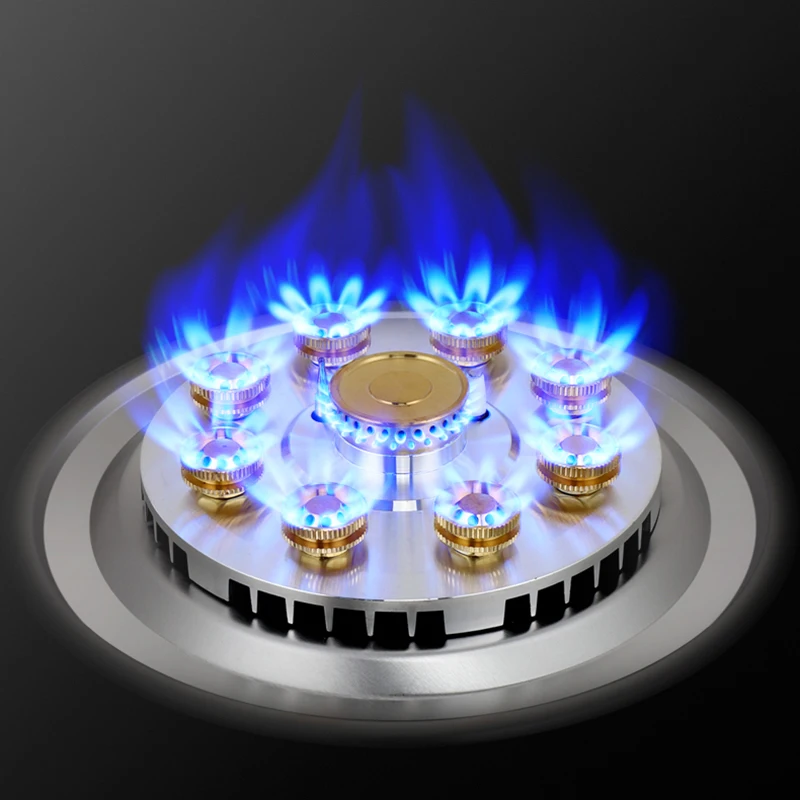 Fornello a gas di vendita caldo GPL Piani cottura a gas intelligenti Acciaio inossidabile Accensione a batteria superiore Fornello a gas a bruciatore singolo per cucina