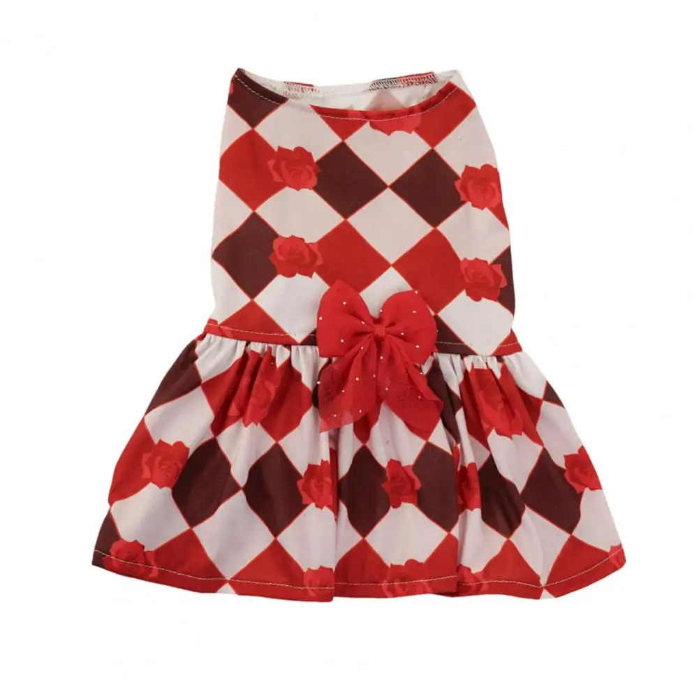 Pet Skirt Pet Dress Fashionable Plaid Bow Dress for Pets Soft Comfort Style for Dogs Cats for Parties Birthdays Weddings