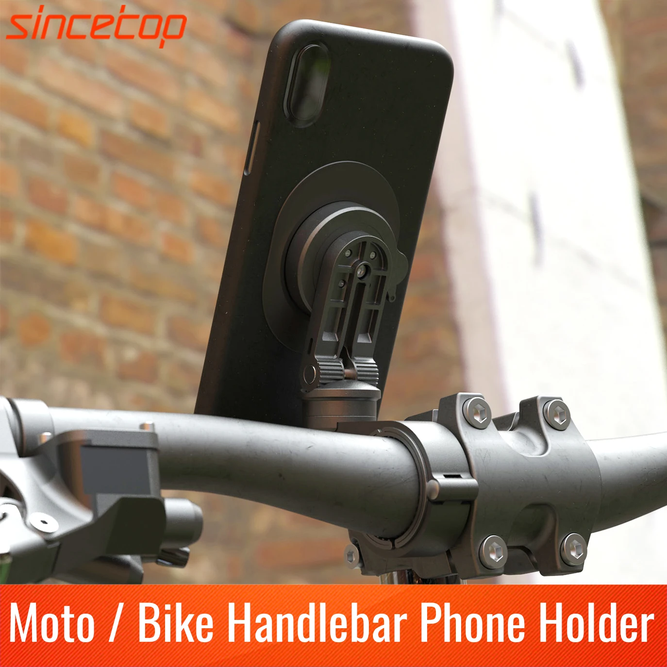 Out Front Bike Phone Mount Motorcycle Handlebar Cellphone Holder for Classic, Electric and Mountain/Road Bike Angle Adjustment