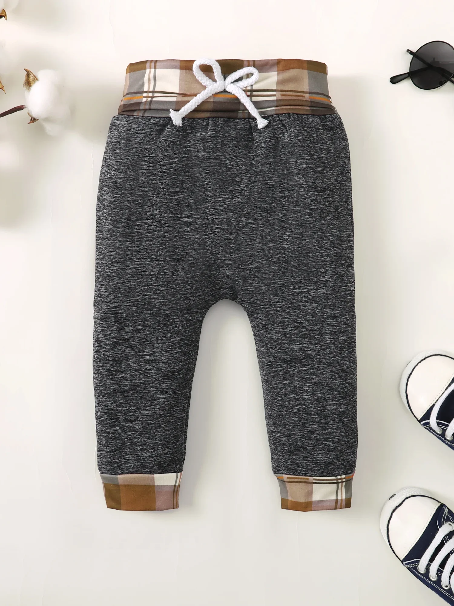 Winter Toddler Boy hoodie Clothes Baby Outfits, Little Boys Plaid Spliced Long-sleeved With Pants 2PCS Clothing Set