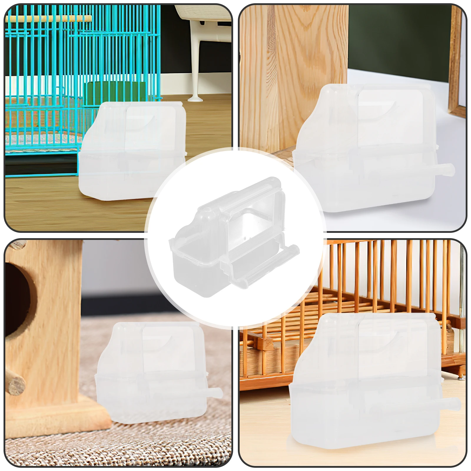 

Parrot Cage Feeder Bird Cage Food Bowl Clear Feeding Container Sturdy Indoor Bird Feeder Food Holder Birds Feeding Tool