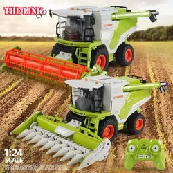 RC Farm Harvester Smoking with LED Light Sound Remote Control Agricultural Car Spray Fog Electronic Farmer RC Tractor Boys Toy