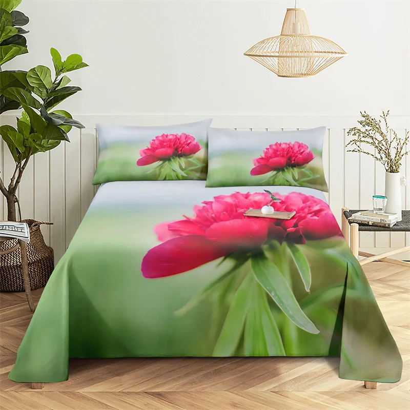 

Plant Flowers Queen Sheet Set Kid's Girl Room Flower Bedding Set Bed Sheets and Pillowcases Bedding Flat Sheet Bed Sheet Set