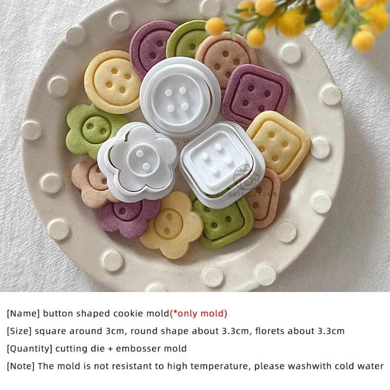 Cartoon Button Shaped Cookie Mold Small Flower Round Square Fondant Frosting Cookie Embossing Mold Baking Cake Decorating Tools