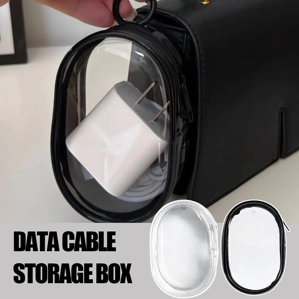 Portable Data Cable Charger Charging And Storage Transparent Winding For Outdoor Earphone Storage Box Phone Cable Organizer X2P8