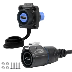 CNLINKO LP16 Waterproof Type-C Cable Connector 5A Fast Charging USB 3.1 High Speed Data Sync Connector with 0.5M / 1M Cable