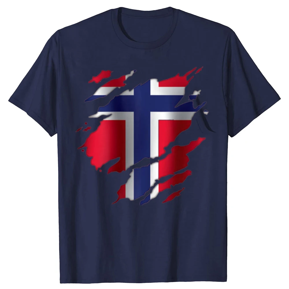 Funny Norway Norwegian Flag Graphic T-shirts Men Women's Fashion Casual Tshirt 100% Cotton Loose Oversized T Shirt