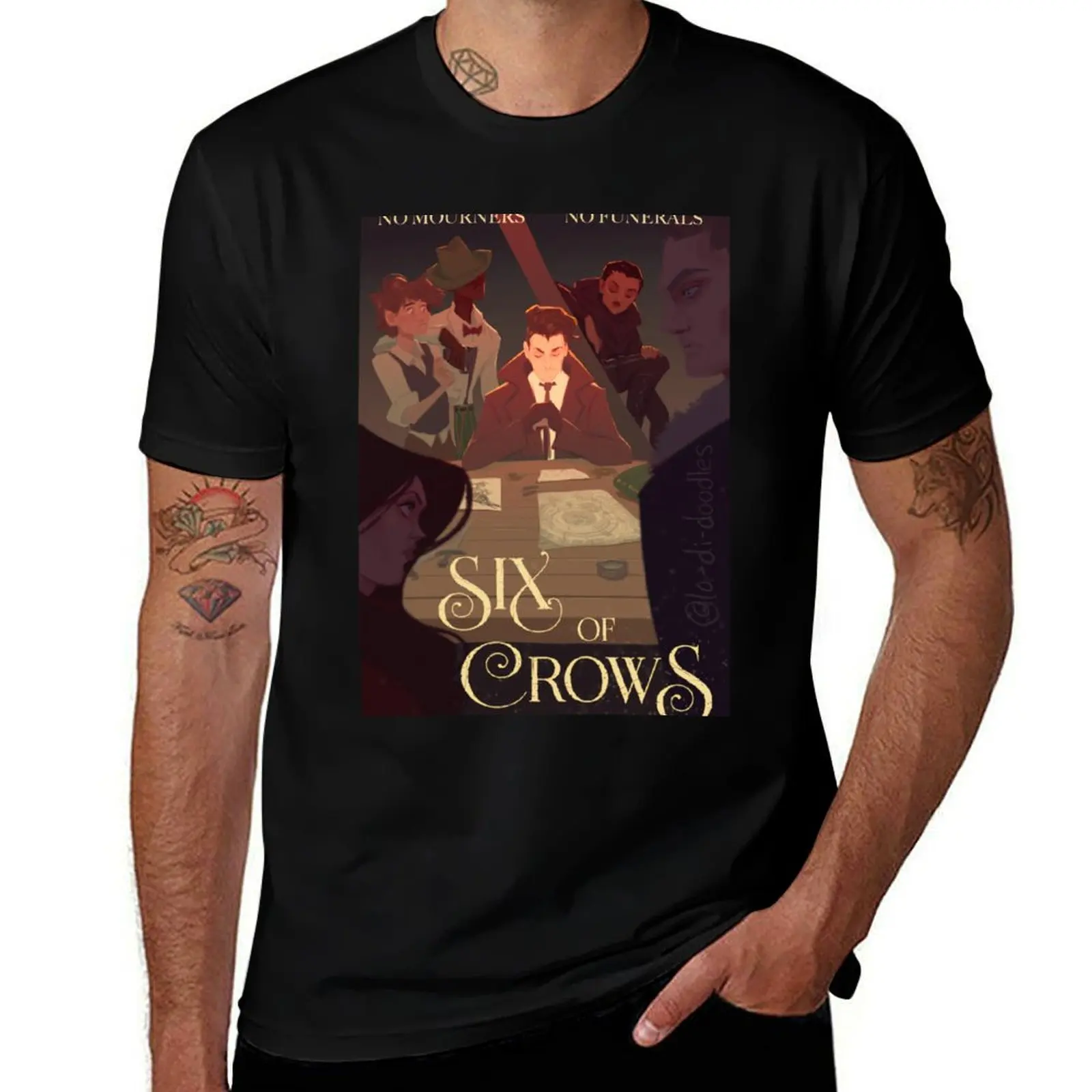 

Six of Crows Movie Poster T-Shirt man clothes blanks anime summer 2025 mens graphic t-shirts funny