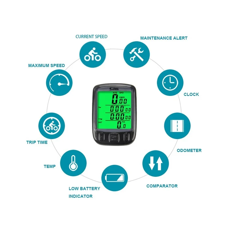 SD 563A Waterproof LCD Display Cycling Bike Bicycle Computer Odometer Speedometer with Green Backlight bicycle computer bike com