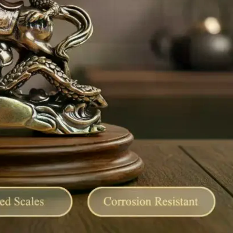 Portable Mini Chinese Dragon Horse Brass Ornament 1Pc Small Copperware Feng Shui Lucky Charm for Travel Home Desk Decor