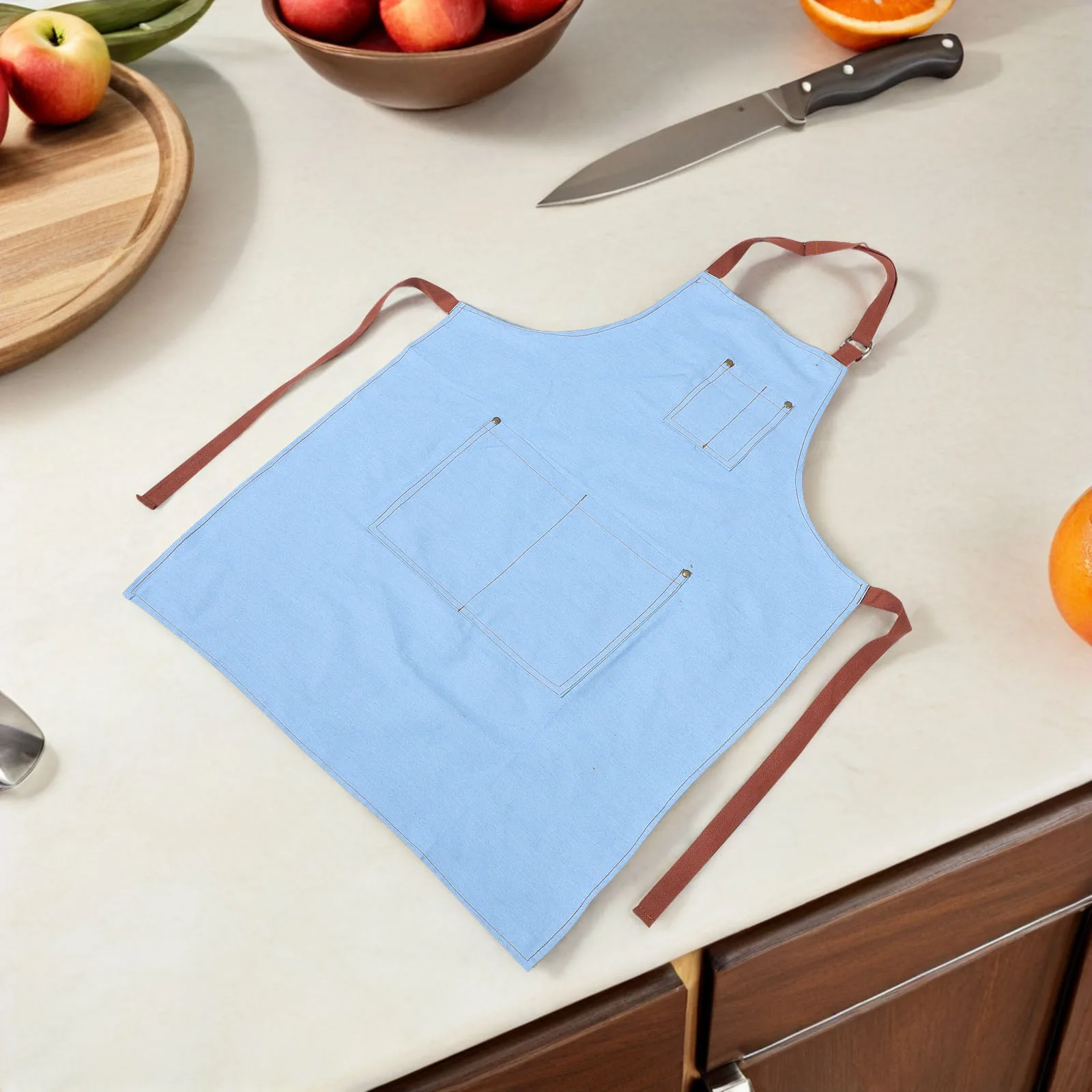 

Denim Apron Chef Kitchen Workshop Laundry Coffee Retro Work Stylish Women Men Blue Dish Washing Adjustable Sturdy Cotton