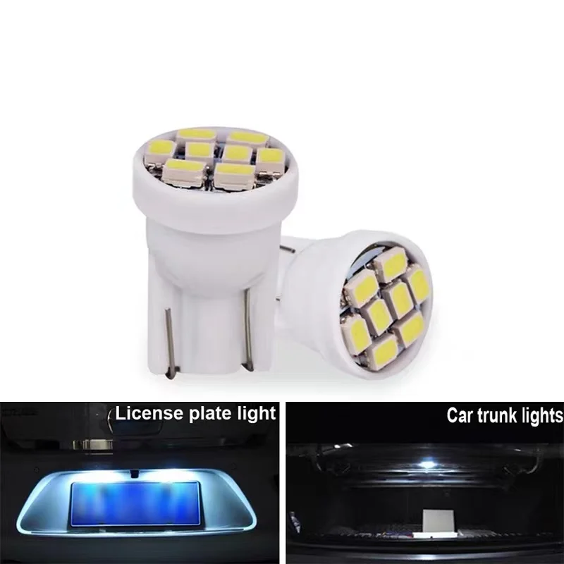 

100PCS T10 8SMD W5W 555 AC DC 6V 12V 24V Non Polar 1206 3020 194 168 LED Bulbs Wedge For Capacitors Pilot Lamp Car Accessories