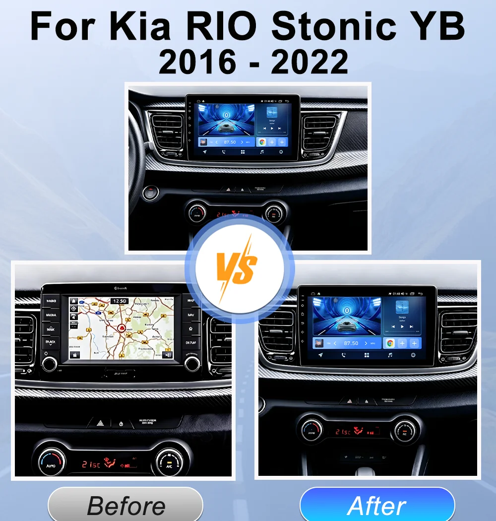 Android 16 For Kia RIO Stonic YB 2016 2017 2018 2019 2020 2021 2022 Stereo Head Unit Multimedia Video Player Android Auto DSP 4G