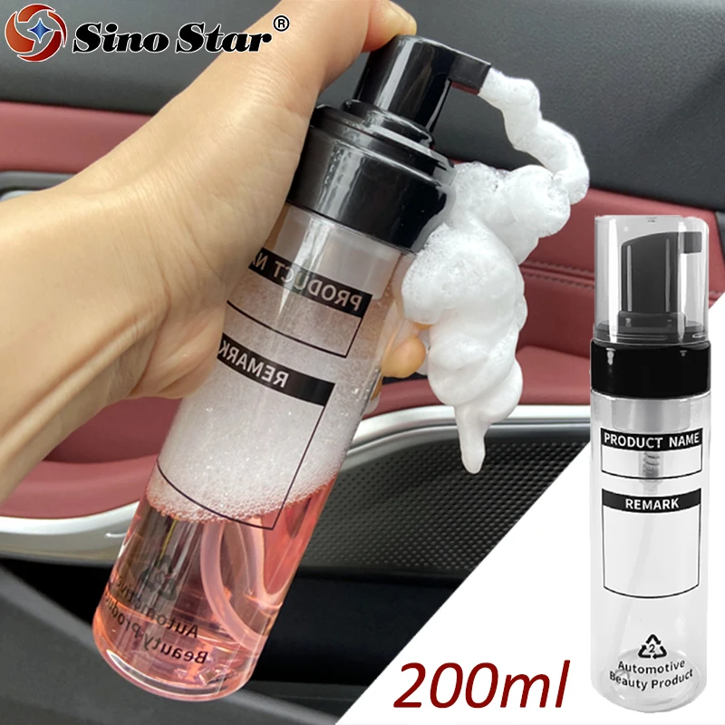 200ML PET Foaming Bottle Car Interior Press Head Wash Shampoo Container Dilution Refill Bottles Portable Dispenser Bottle