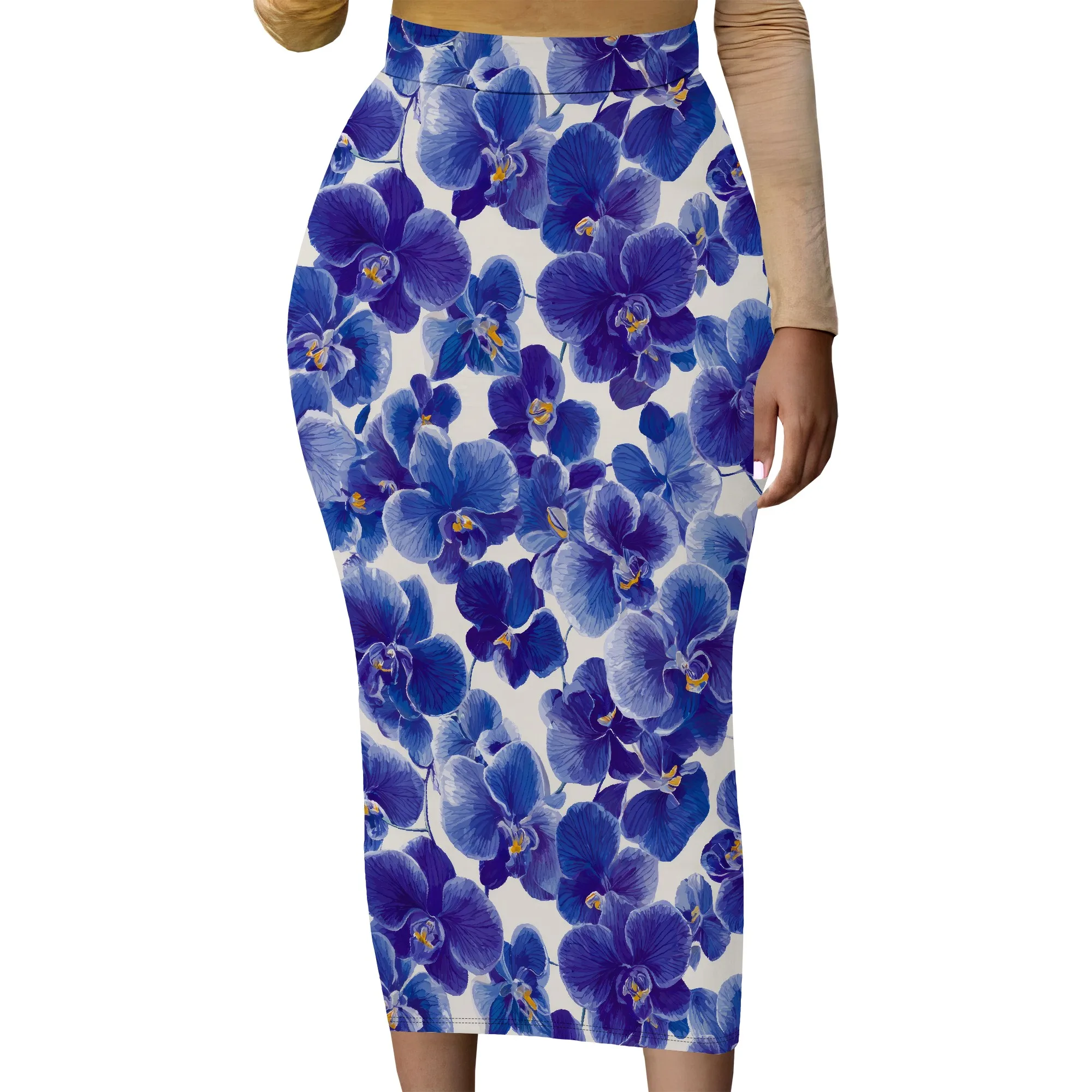 

Women Floral Print Pencil Midi Skirt High Waisted Tight Bodycon Skirts