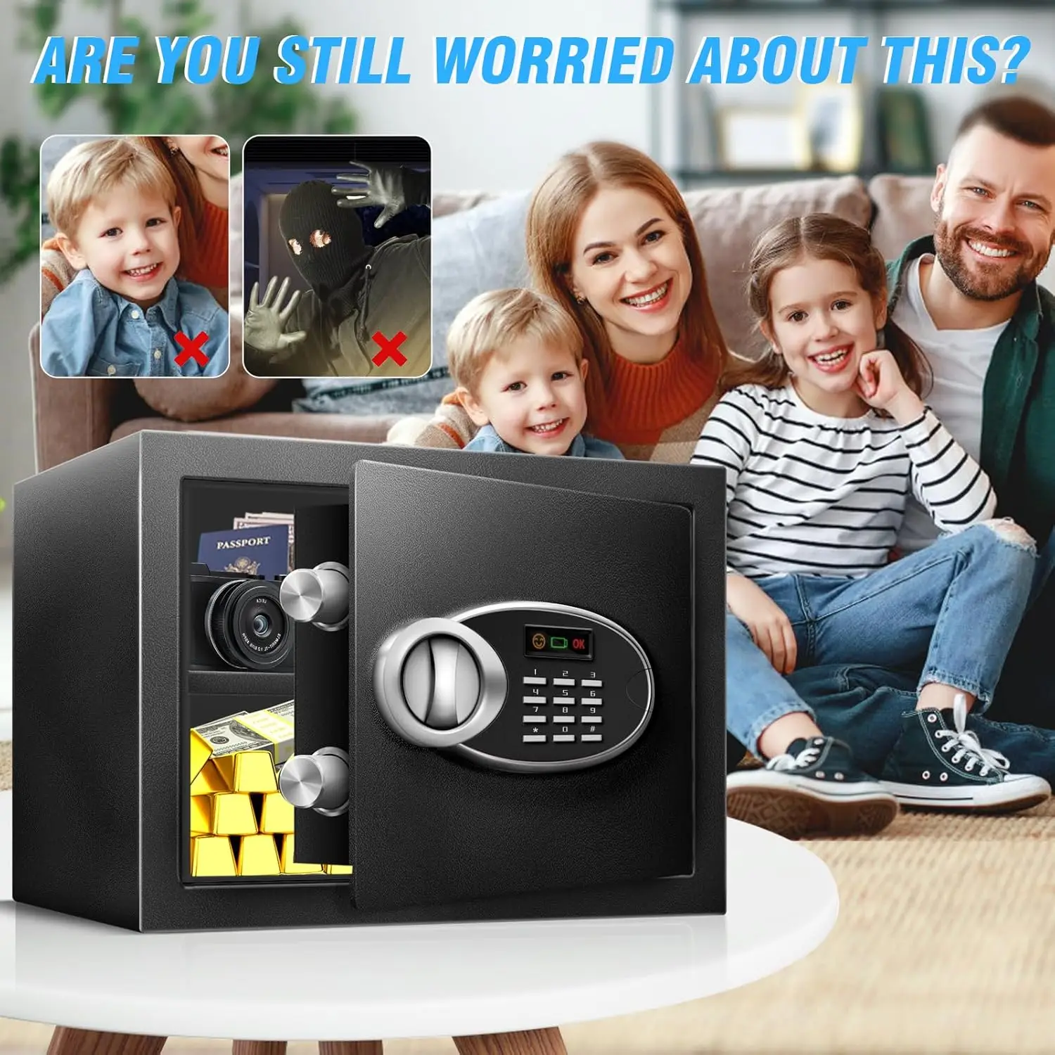 1.8 Cu Ft Fireproof Waterproof Safe Box with Digital Keypad, Anti-Theft Alarm for Valuables and Documents