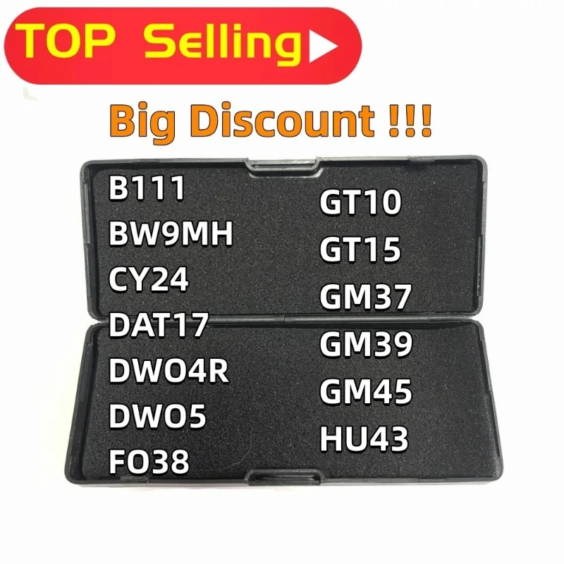 

1 шт. Универсальный инструмент Lishi 2-в-1 (B111, BW9MH, CY24, DAT17, DW04R, DWO5, FO38, GT10, GT15, GM37, B106, GM39, GM45, HU43) — самые продаваемые типы для вскрытия автомобильных замков