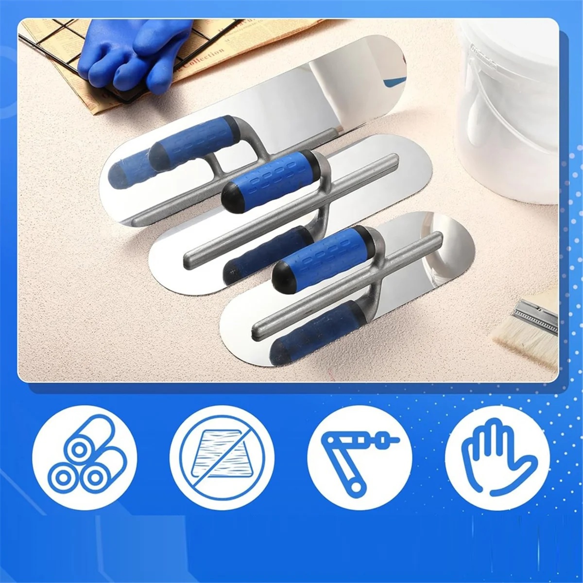 2025 + مقبض بلاستيكي من الفولاذ المقاوم للصدأ أداة مجرفة تشطيب الخرسانة المستديرة أداة تشطيب الخرسانة أداة مقبض بلاستيكي يدوية ، C