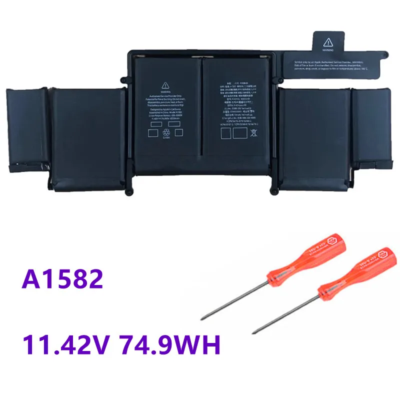 

Laptop Battery 11.42V 74.9WH A1582 for Apple MacBook Pro 13" Retina A1502 2015 year With Tools ME865 ME864 020-00010