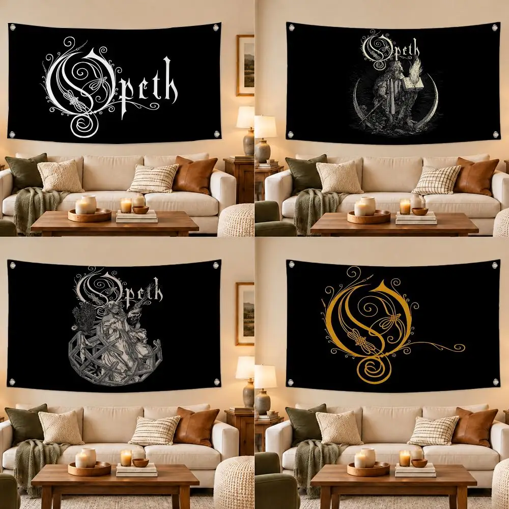 Band Opeth Flags Modern Fabric Banner Pennants Bedroom Garden Party Birthday Wall Ornament Decor