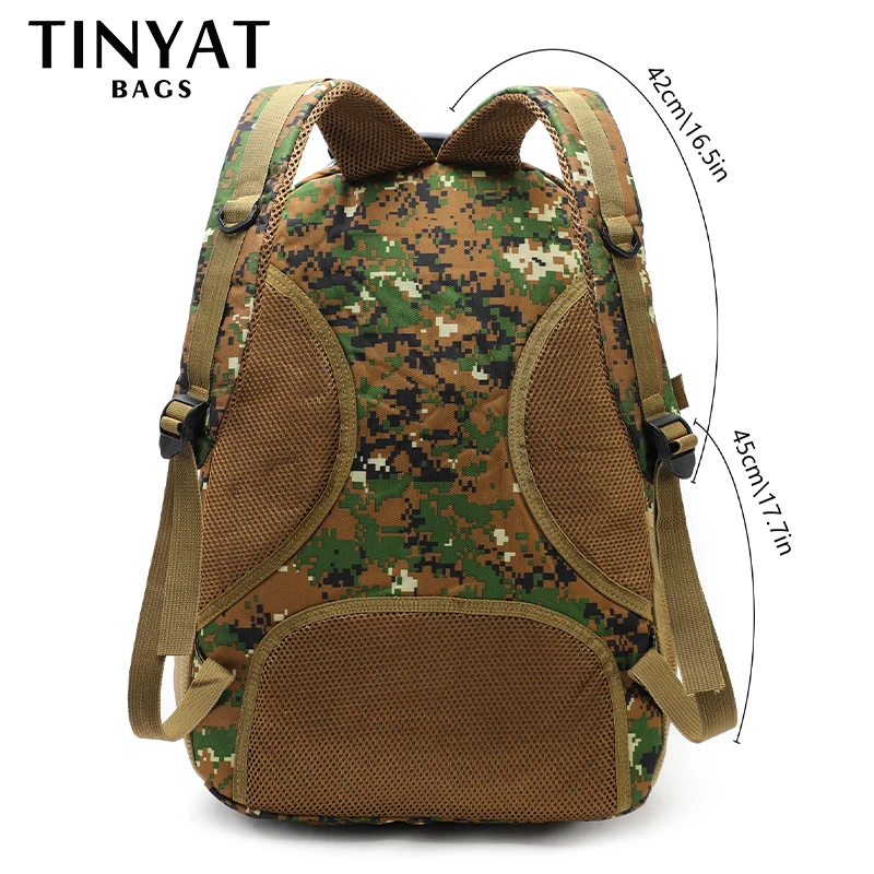 TINYAT Tactical Men's Backpack Large Capacity Camouflage Rucksack for Climbing, Camping, Hiking, Outdoors, Sports, Travel