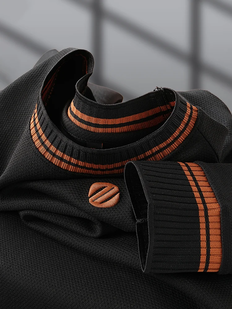 

Embroidered Long Sve round Ne T-irt Men's Autumn Winter Anti-Wrinkle Warm Base irt Youth Sweatirt