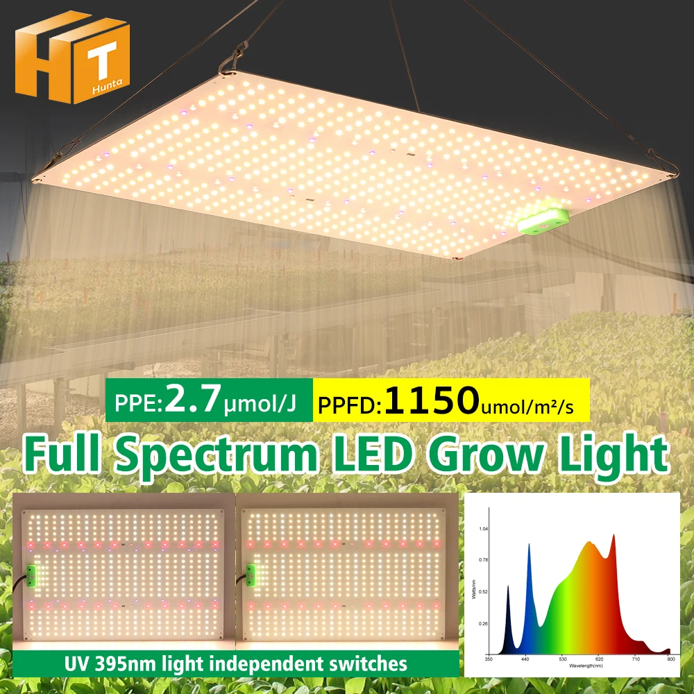 120W W Vollspektrum LED-Wachstumslampe LM281B 3200K IR UV LED-Chip 1150umol/UD/s Hoher PPFD für Gewächshaus-Pflanzen und Aussaat