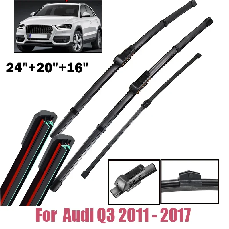 

Wiper LHD Front & Rear Wiper Blades Set For Audi Q3 2011 - 2017 Windshield Windscreen Window Rain Brushes MUTE 24"+20"+16"