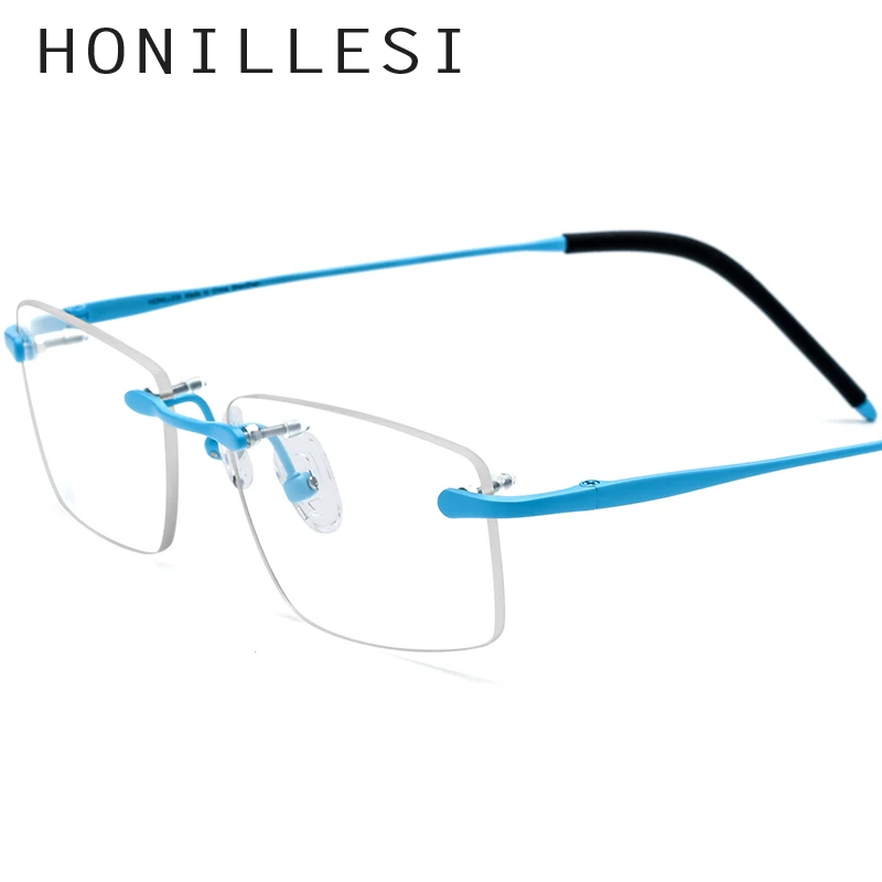 

HONILLESI Titanium Eyeglasses Frame Men Outdoor Ultralight Rimless Glasses Frame 2024 New Sports Half Eyewear H7302