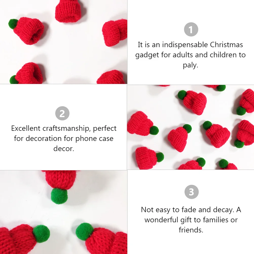 

20Pcs Christmas Hat Accessories Handmade Decor Woolen Hat for Clothing Accessories Bags Hats Unique Xmas Decoration