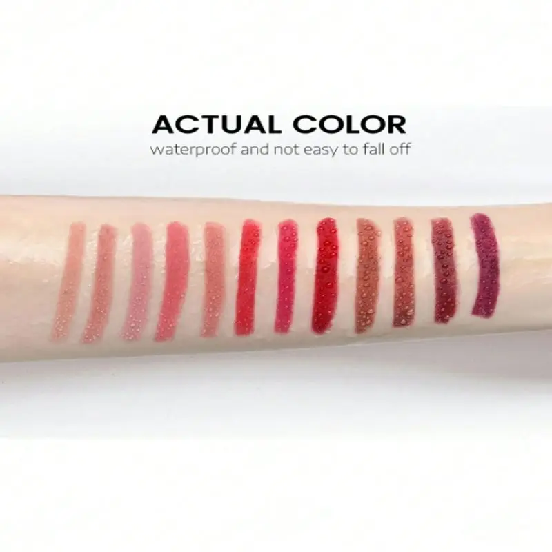 12色の防水性と長持ちするマットリップライナー、ナチュラル、簡単に着色、汚れにくく、耐久性があり、毎日のメイクに最適