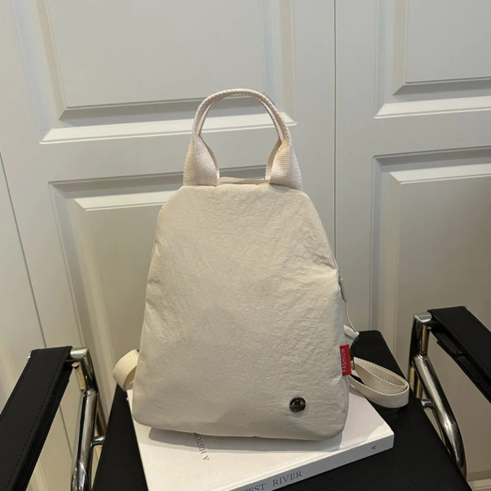 

Portable Small Pack Sport Nylon Backpack Korean Style Solid Color Solid Color Shoulder Bag Handbag Retro Backpack Lady
