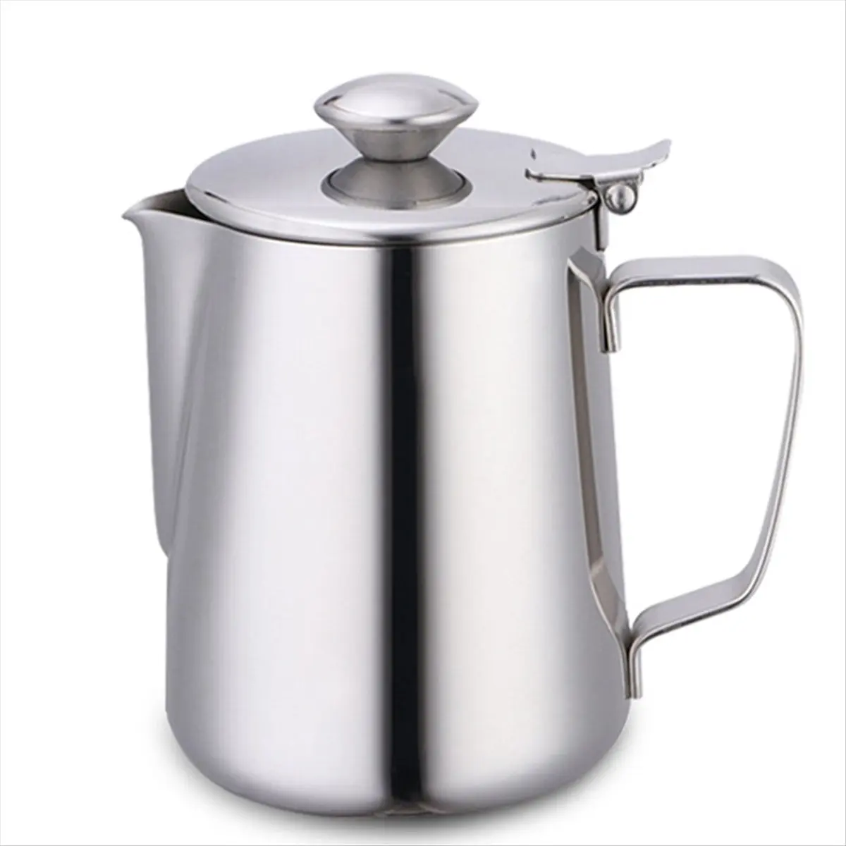 Stainless Steel Pitcher with Lid, 67 Oz Large Metal Pot Milk Frothing Jug for Espresso Machines, Latte Art,Hot Water