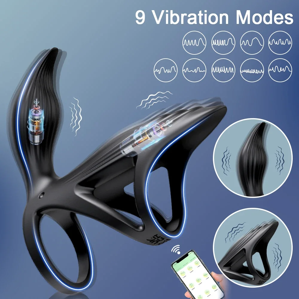 Vibrating Cock Ring APP Penis Ring for Men Ejaculation Delay Silicone Clitoris Vibrator Adult Goods Sex Toy for Couples