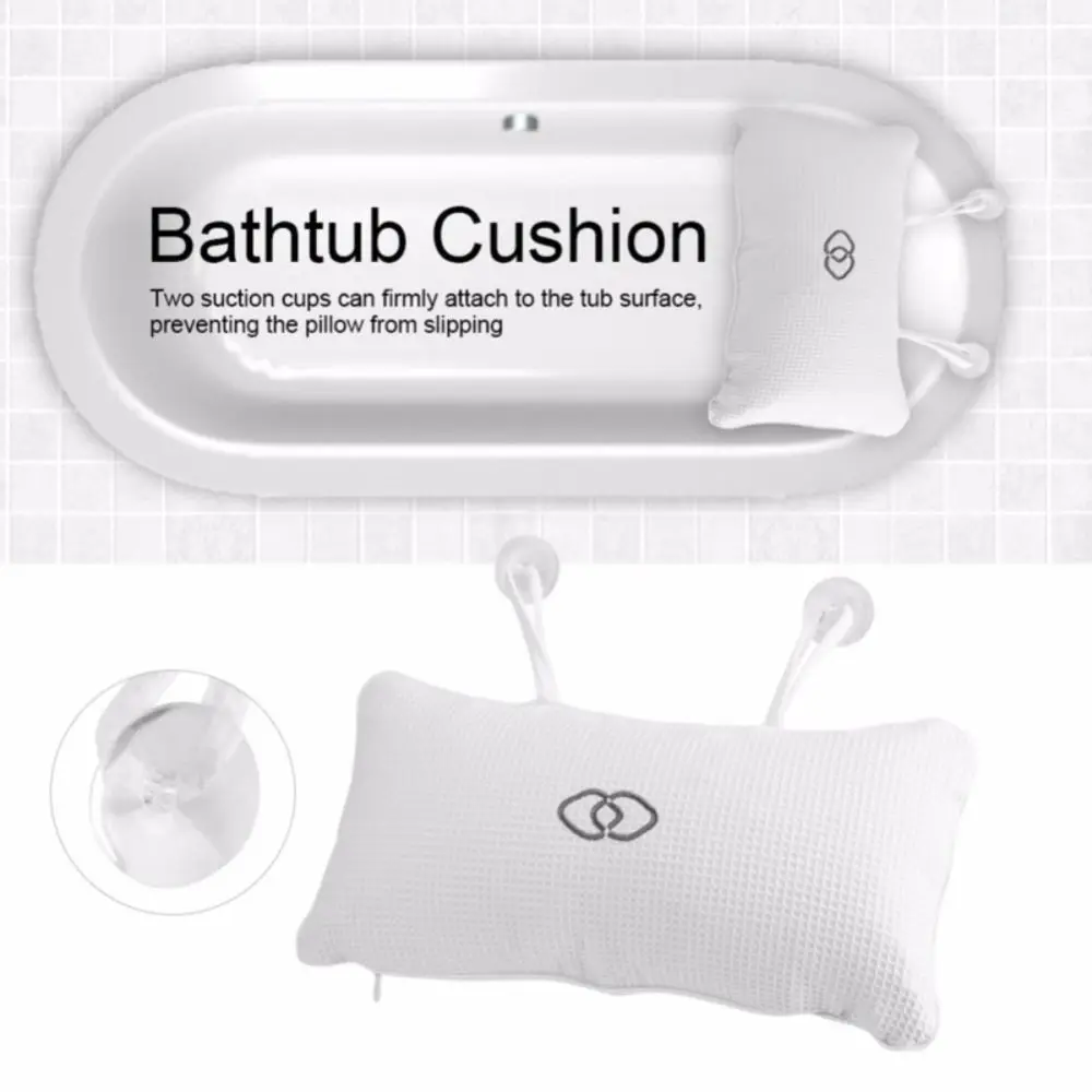 Comfort Non Slip Bathtub Pillow with Suction Cup Headrest Neck Pillow Massage Soft Headrest Home Spa