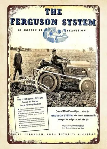 1946 Ferguson System Farming Tractor Agricultural machinery metal tin sign