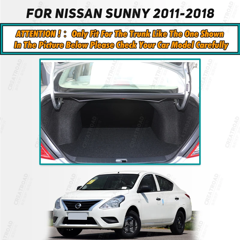 Auto Full Coverage Trunk Mat For Nissan Sunny 2011-2018 17 16 15 14 13 12 Car Boot Cover Pad Interior Protector Accessories