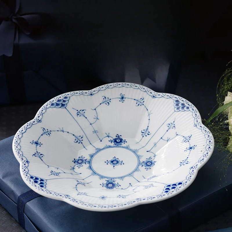 Half-lace Tang grass hand-painted tableware, dinner plate modeling plate, vegetable plate, household 24.5CM rectangular plate