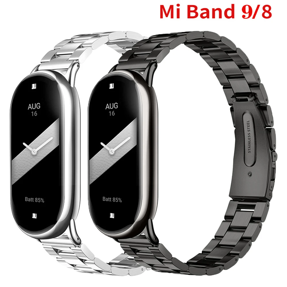 Pulsera de acero inoxidable para Xiaomi mi band 9/8, Correa de repuesto para mi band 9, Accesorios de correas de reloj