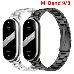 Ремешок сменный из нержавеющей стали для Xiaomi mi band 9/8, браслет для mi band 9, аксессуары для наручных часов Xiaomi 8